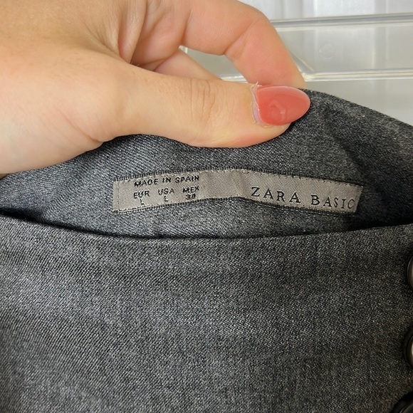 Zara Grey Button Dress Career Business Straight Leg Pants Size Large - Picture 4 of 11